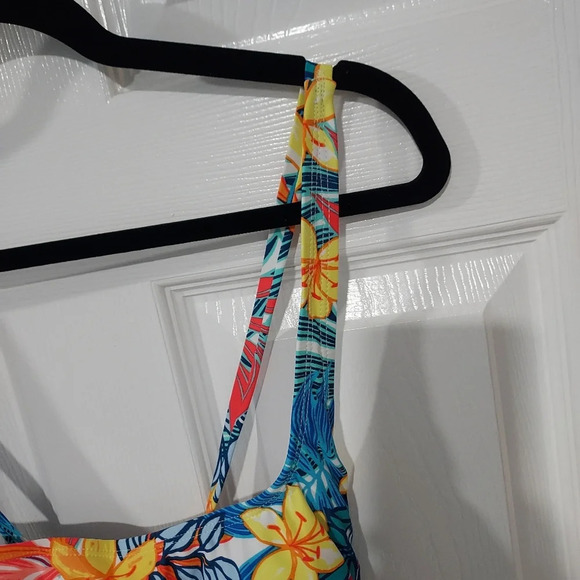 NWT Caribbean Joe Paradise Multi Standard Shirred One Piece Swimsuit in Size 16 - Picture 5 of 12